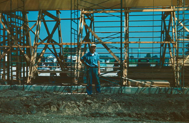 Starlite Drive-In Theatre - AL JOHNSONS’ SON-IN-LAW DOUG GRAY STANDING IN FRONT OF THE TOWER DURING CONSTRUCTION